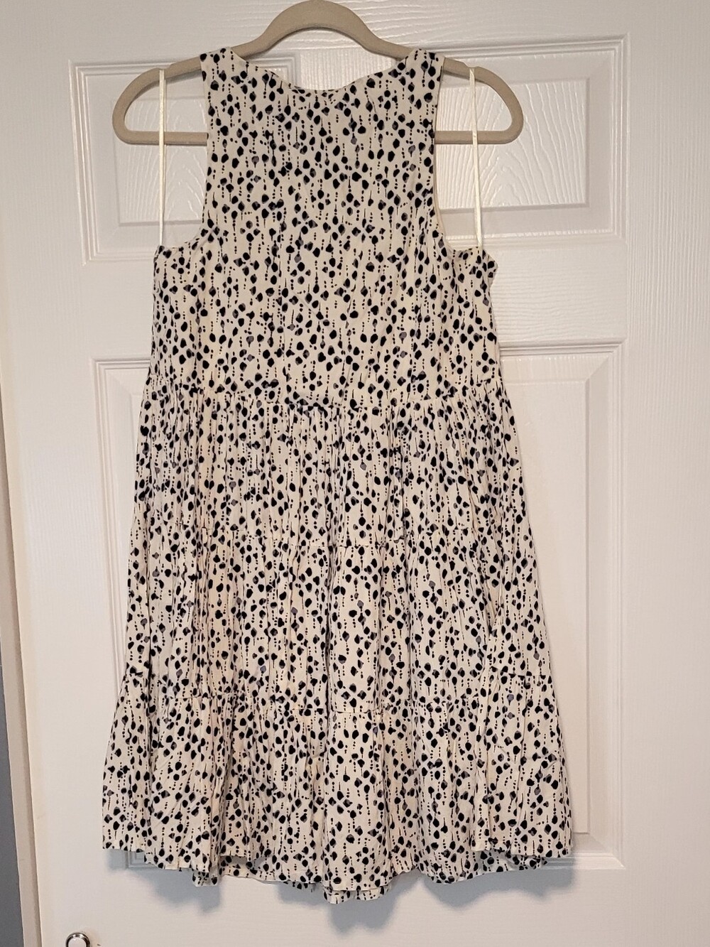 Women's Black and Cream Printed Tiered Skirt